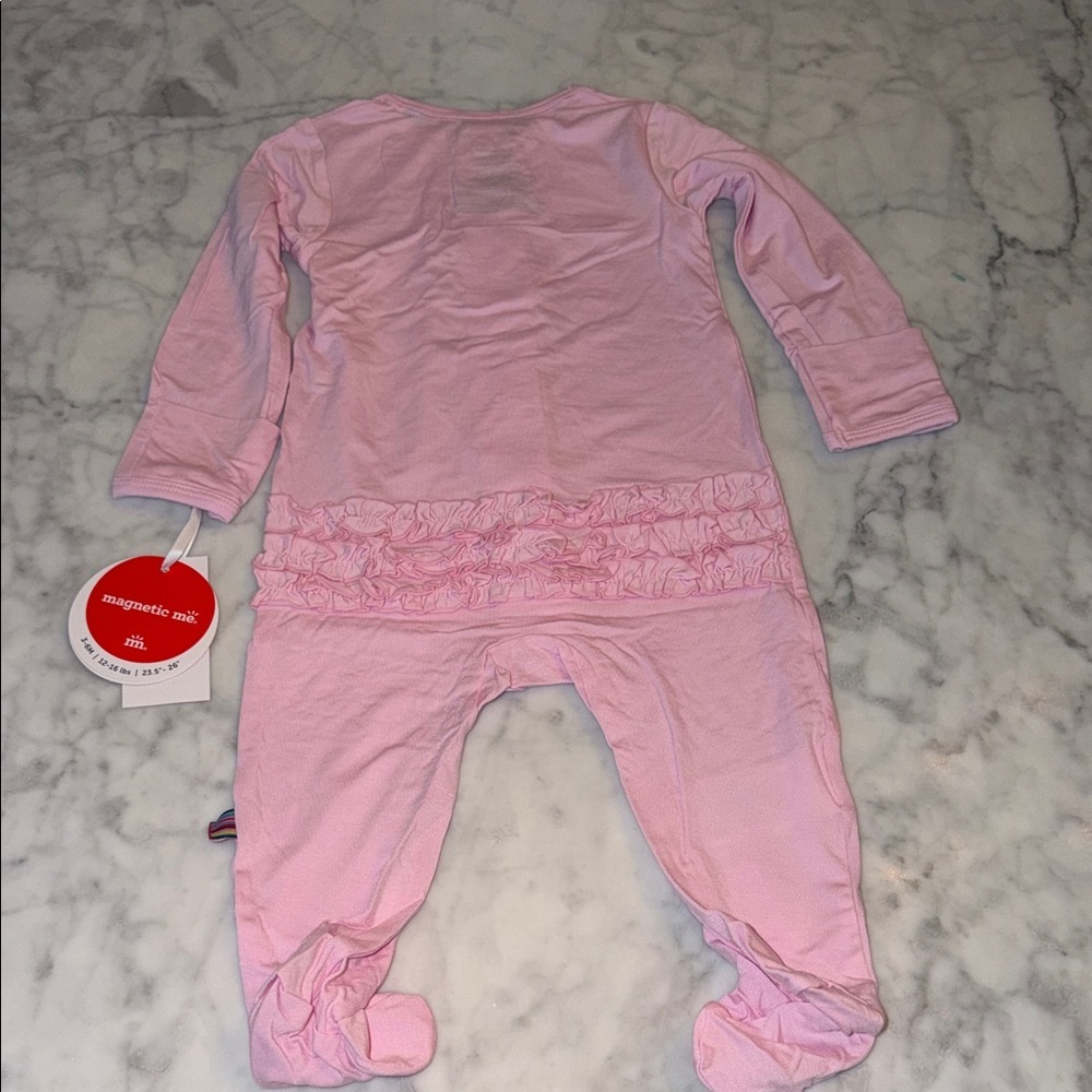 NWT Magnetic Me Modal Pink Ruffle Bermuda Breeze Footie 3/6M - Picture 6 of 6
